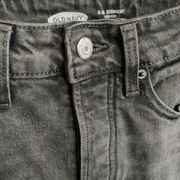Old Navy Women's O.G. Straight High Rise Secret Slim Pockets Washed Black 4 - Picture 7 of 16
